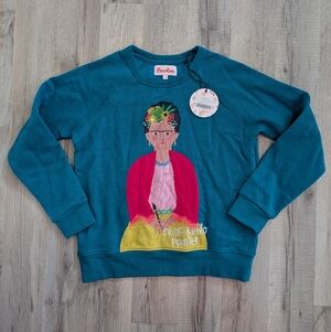 NWT Piccolina Kids Teal Sweatshirt with Frida Kahlo, 8Y (V4)